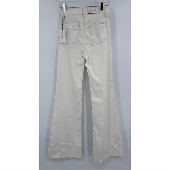 7FAMK Modern Dojo trouser flare jeans cream pants Sunset Boulevard women new 26 - Picture 5 of 6